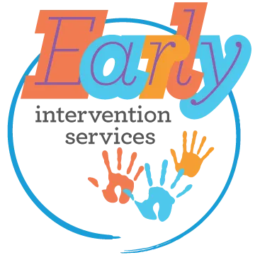 Several small children's handprints. It says, "Early intervention services."